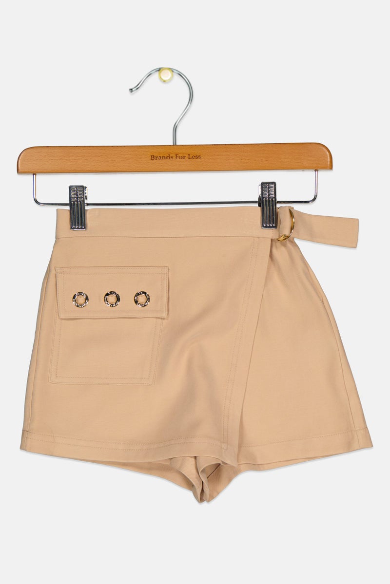 Michael Kors Kids Girl Regular Fit Plain Shorts, Beige - Image 2