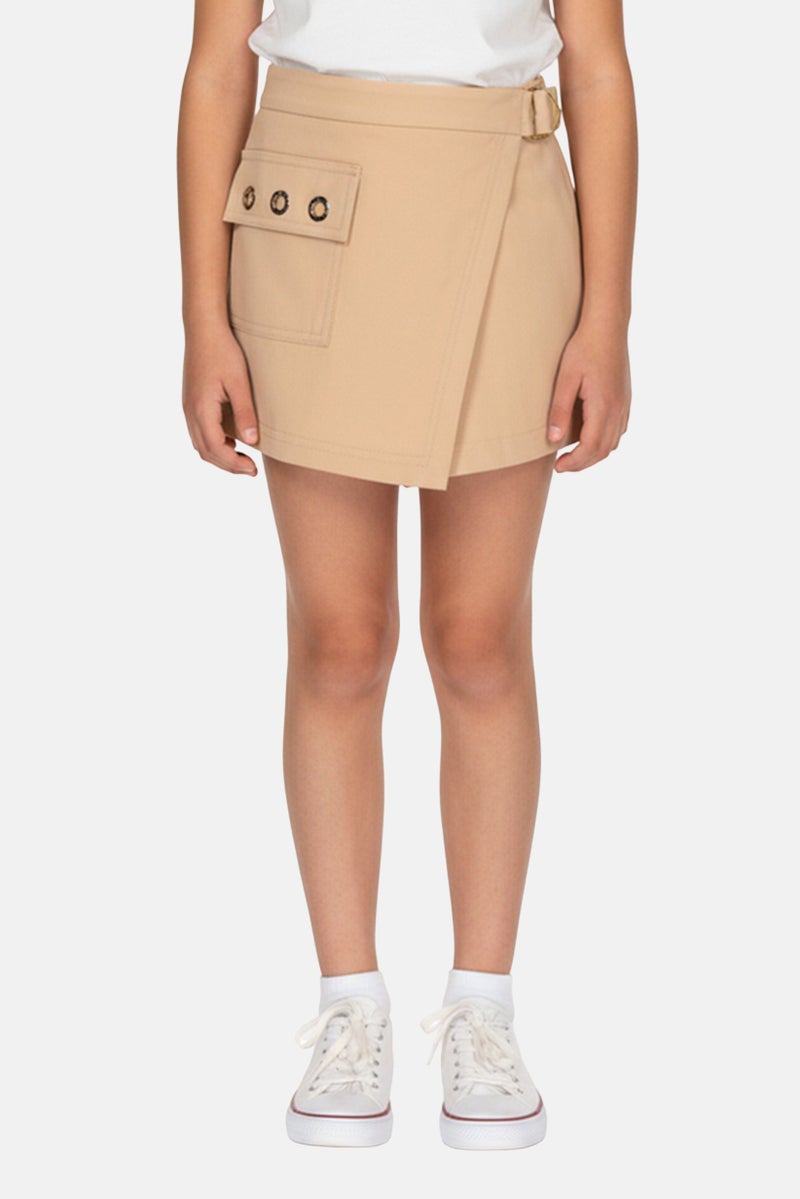 Michael Kors Kids Girl Regular Fit Plain Shorts, Beige - Image 1