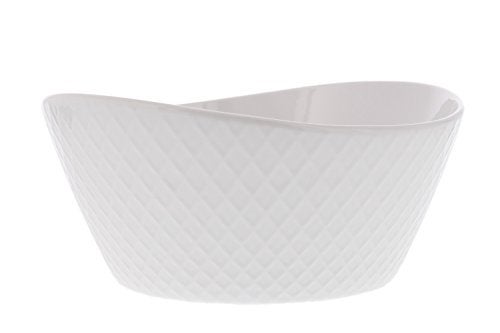 over&back Over and Back 4-Piece ‘What a Dish’ Porcelain Serving Bowls Set w/ Diamond Pattern Design – Microwave, Dishwasher & Oven Safe – Decorative Pieces Great for Appetizers, Sides or Dinner Portions, White - Image 3