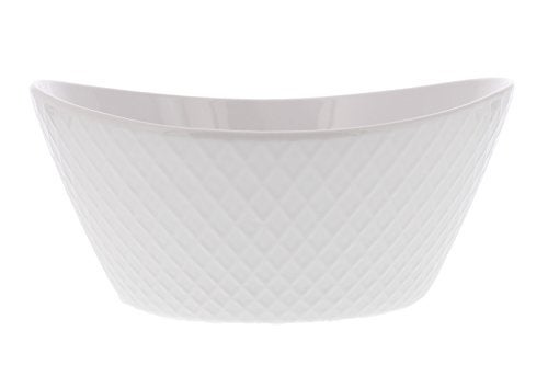 over&back Over and Back 4-Piece ‘What a Dish’ Porcelain Serving Bowls Set w/ Diamond Pattern Design – Microwave, Dishwasher & Oven Safe – Decorative Pieces Great for Appetizers, Sides or Dinner Portions, White - Image 4