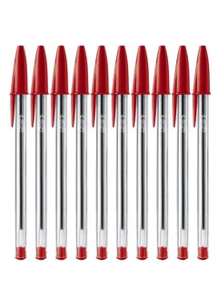 Bic 10-Piece Cristal Medium 1.0mm Tip Ballpoint Pen Red Ink  - Image 1