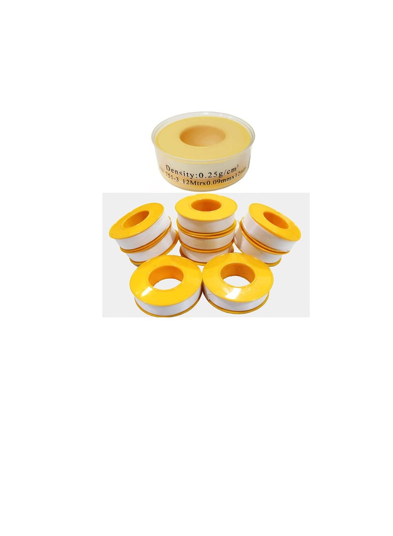 Thread Sealing Teflon Tape EN 751-3 with 0.25g/cm2 Density  0.9mmx12mm PTFE for Pipe Fittings and Fixing Water Leak Pack of 10 - Image 2