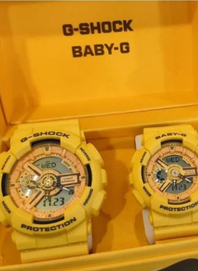 كاسيو ساعة كاسيو للزوجين جي شوك و بيبي جي انالوج رقمي بسوار راتنج SLV-22A-9ADR - Image 2