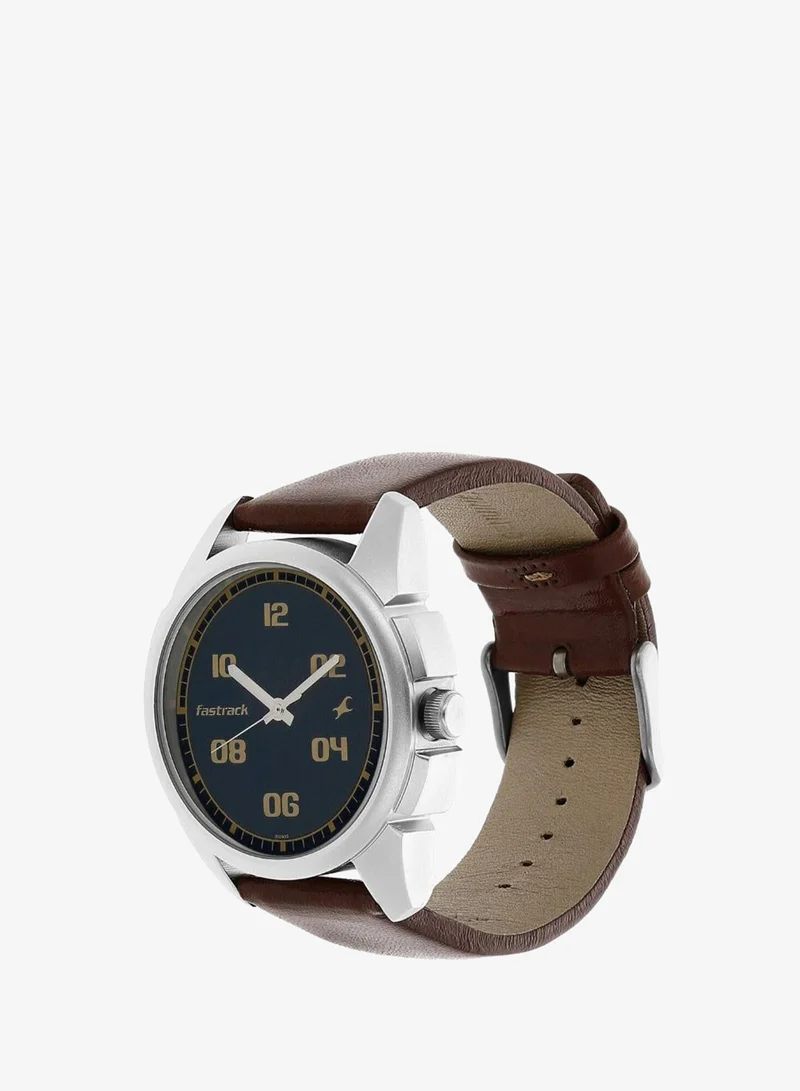 fastrack Men's Leather Analog Watch 3124SL02 - 45 mm