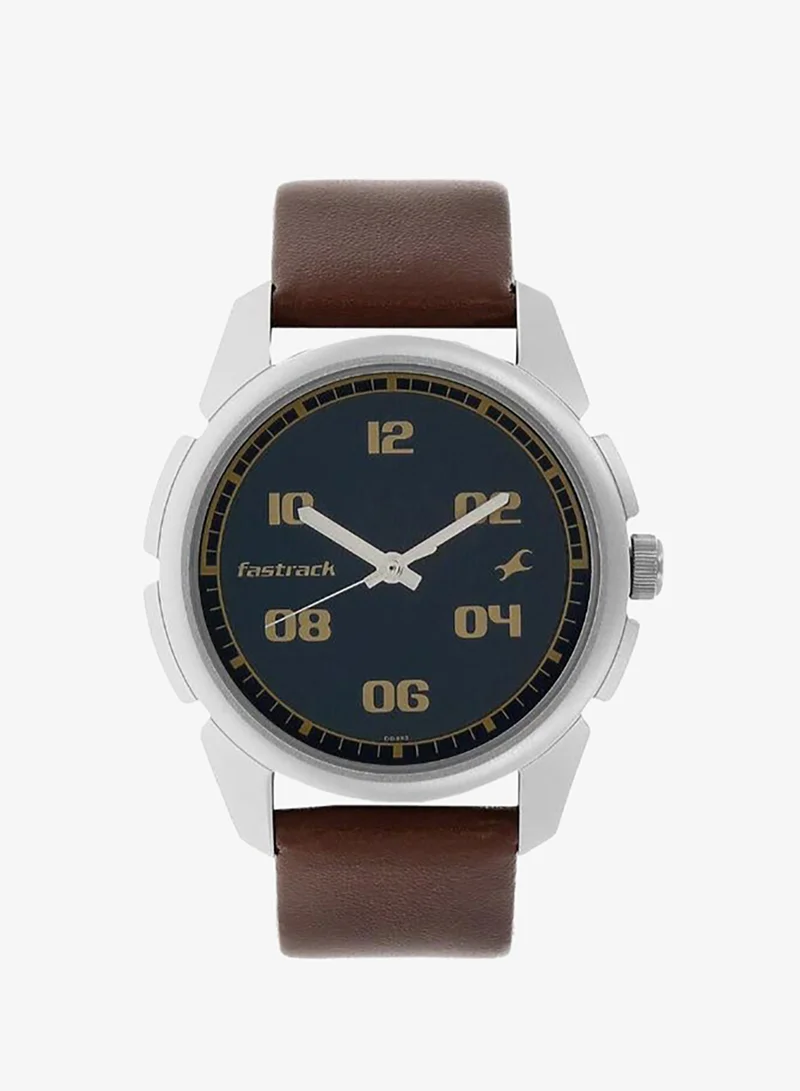 fastrack Men's Leather Analog Watch 3124SL02 - 45 mm
