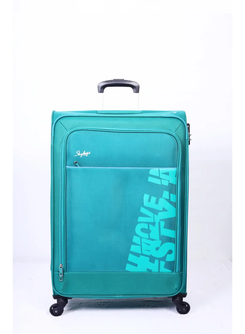 Skybags Rhumba Checked Luggage| 4W Str (E)| Polyester Soft Sided 360° 4 Wheels Spinner Trolleys| Large-24 Inch- Green