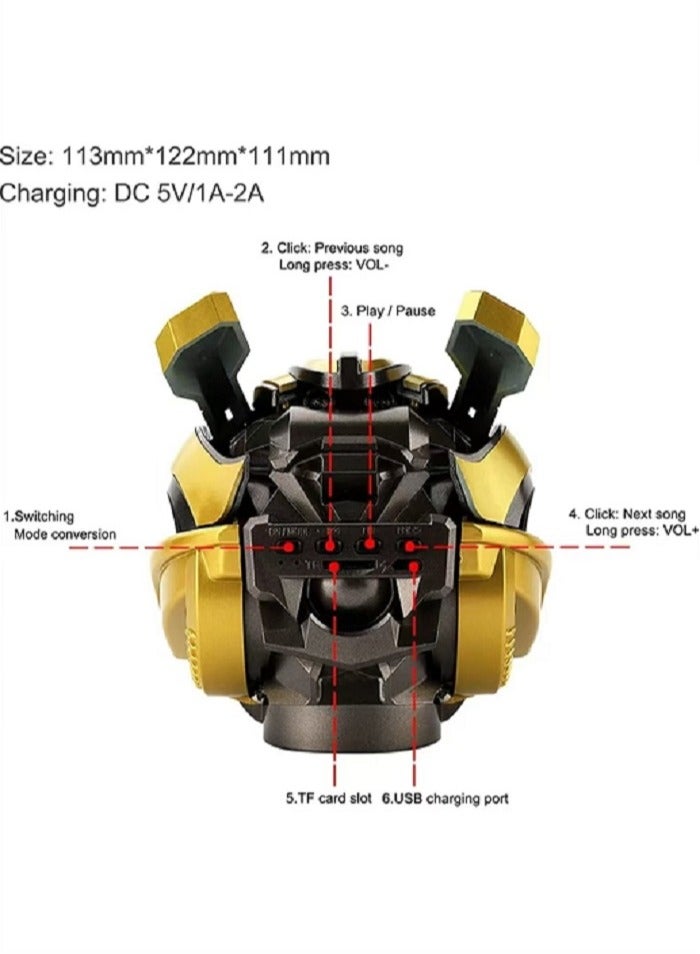 Bumblebee Multifunctional Bluetooth Speaker,Turn On The Eyes Automatically Light, FM Radio - Image 2