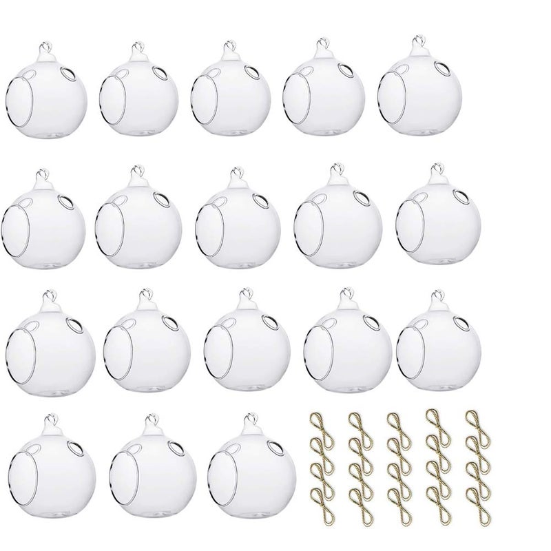 18 Pcs Clear Hanging Glass Candle Holder Decorative Hanging Chandeliers 3158cm Led Light Candleholders Mini Home Decor Planters Small Plant Terrarium Globes for Garden Wedding Party Decoration