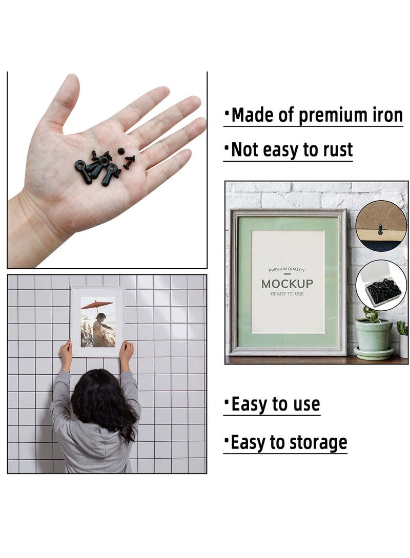 Excefore 200 Pieces Metal Picture Frames Turn on Fasteners With 200 Pieces Screws Photo Frame Hanging Hangers For Photos Picture And Drawing Crafts Posters Black Pictures Frame Hardware Backing Clip - Image 3