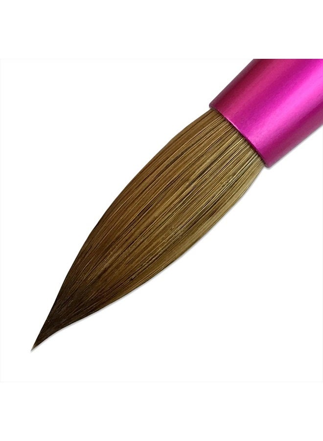 Pana USA Acrylic Nail Brush Pure Kolinsky Hair Acrylic White Swirl Blue Handle with Pink Ferrule Round Shaped - Size 10 - Image 4