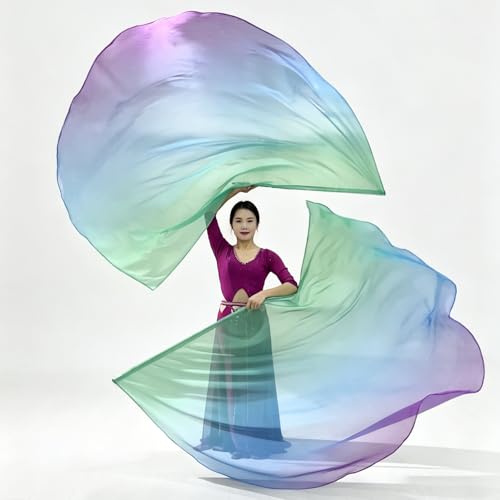 W WINTMING 2pcs Worship Flags for Dance Church Praise Semicircle Angel Wing With Telescopic Rods Banner GreenPurple - Image 1