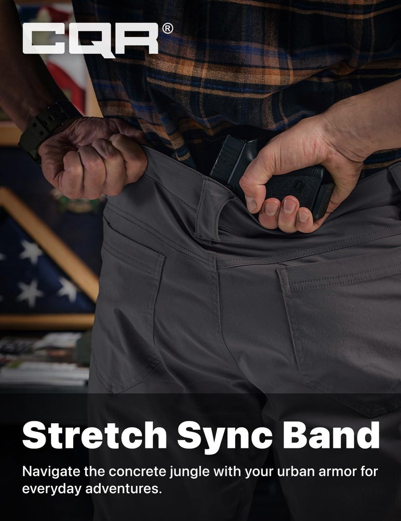 CQR Men's Vent Stretch Pants, Quick Dry Lightweight Casual Cargo Pants, Water Resistant Straight-Fit Utility Work Pants, Sedona Urban Pants Charcoal, 28W x 30L - Image 5