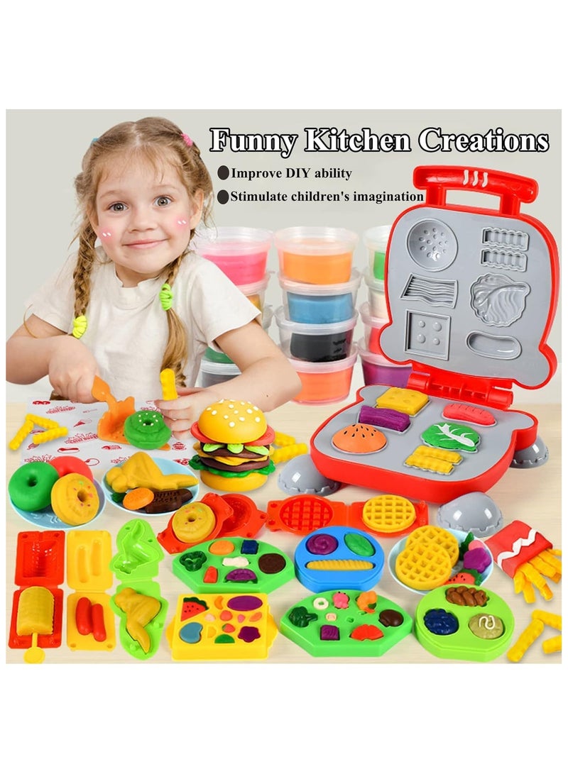 40pcs Playdough Accessories Kit, Burger Maker Machine Dough Set, Color Dough Tools, Kitchen Creations Hamburger Maker Play Set for Girls Boys, Weekend Party Pretend Gift for Children - Image 2