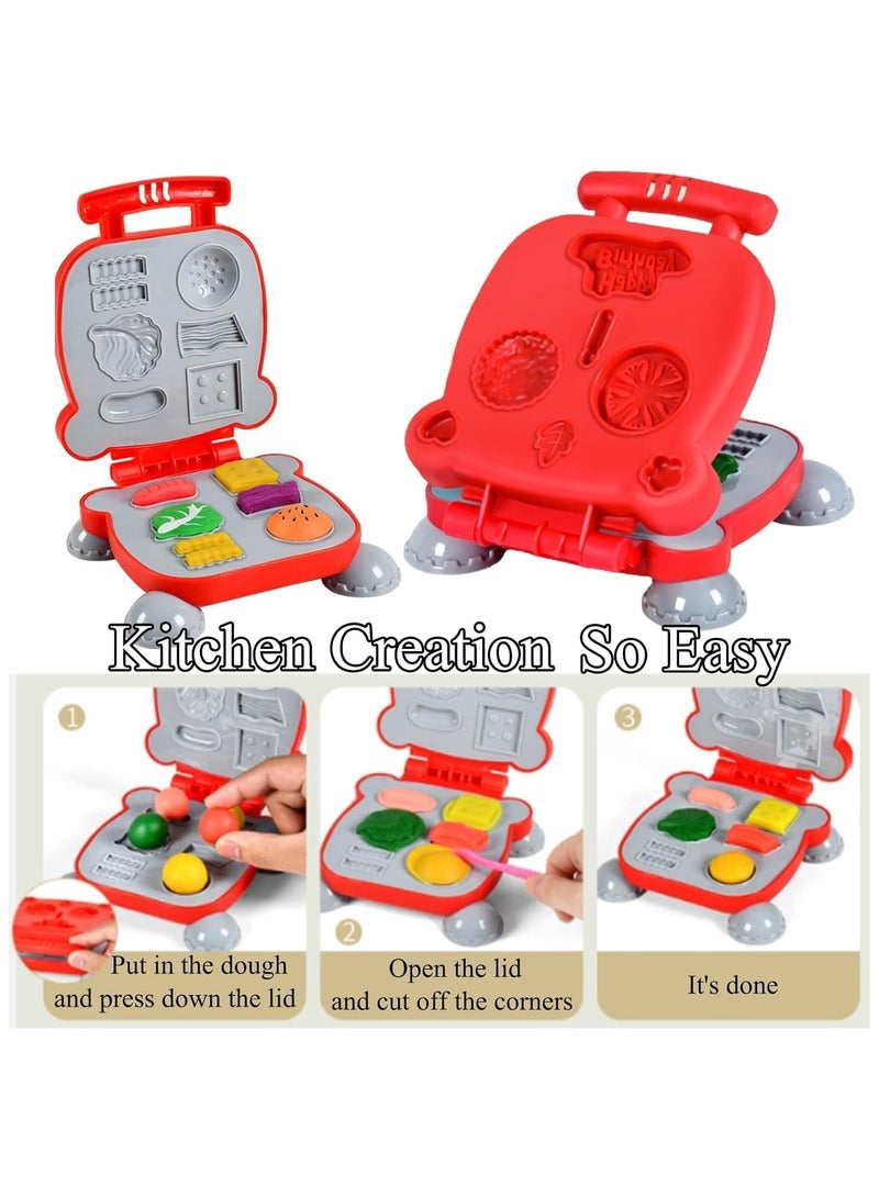 40pcs Playdough Accessories Kit, Burger Maker Machine Dough Set, Color Dough Tools, Kitchen Creations Hamburger Maker Play Set for Girls Boys, Weekend Party Pretend Gift for Children - Image 4