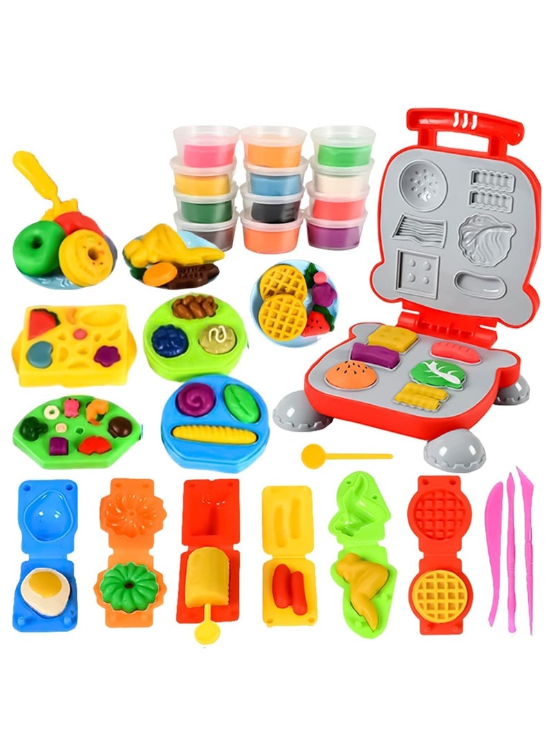 40pcs Playdough Accessories Kit, Burger Maker Machine Dough Set, Color Dough Tools, Kitchen Creations Hamburger Maker Play Set for Girls Boys, Weekend Party Pretend Gift for Children - Image 1