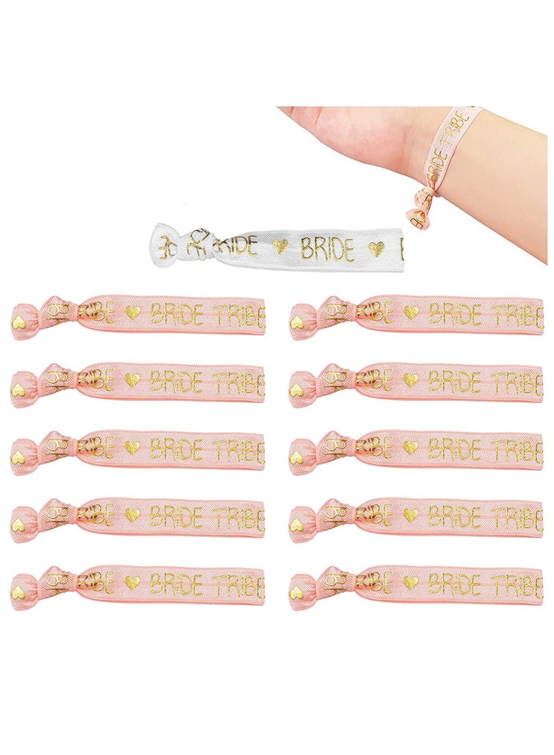Hen Party Wristbands Set, 1 White Bride Wristband +10pcs Pink Team Bride Wristband, with Rose Gold Lettering, for Bachelorette Party, Wedding Bridal Shower Decorations, Bridal Shower - Image 1