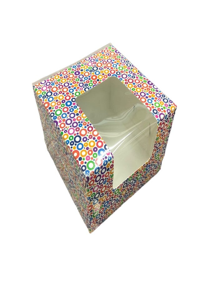 CAKE DECOR 1/2 kg Printed-02 Cake Box Packaging with Clear Display Rectangle Window 8 x 8 x 6 Inch (Pack of 5pcs) - Image 2