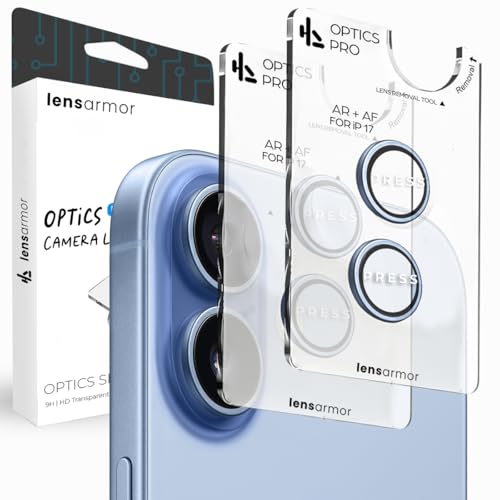 Lensarmor Compatible with iPhone 17 Camera Lens Protector Mist Blue (2-Pack) – 9H Tempered Glass, Military-Grade Anti-Scratch, Case-Friendly, Easy Install Frame - Image 1
