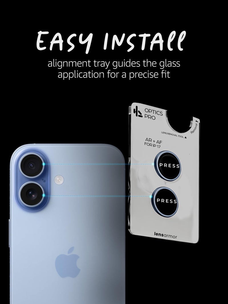 Lensarmor Compatible with iPhone 17 Camera Lens Protector Mist Blue (2-Pack) – 9H Tempered Glass, Military-Grade Anti-Scratch, Case-Friendly, Easy Install Frame - Image 4