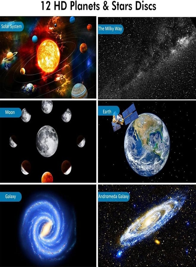 Yokgrass Planetarium Projector, Star Projector Galaxy Light, Night Light with 12 Replacement Discs, Large Projection Area, HD Image with Solar System Constellation Moon for Kids Adults Bedroom Ceiling - Image 2