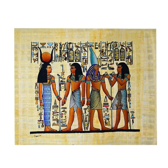 AUTHENTIC EGYPTIAN PAPYRUS PAPER QUEENS CLEOPATRA ANKH ANUBIS CARTOUCHE CANE QUEEN PAINTED PAINTING ORIGINAL PAPER PHARAOHS HIEROGLYPHIC PHARAOH ANCIENT SCROLL PAPYRI 78X118 20 X 30 CM