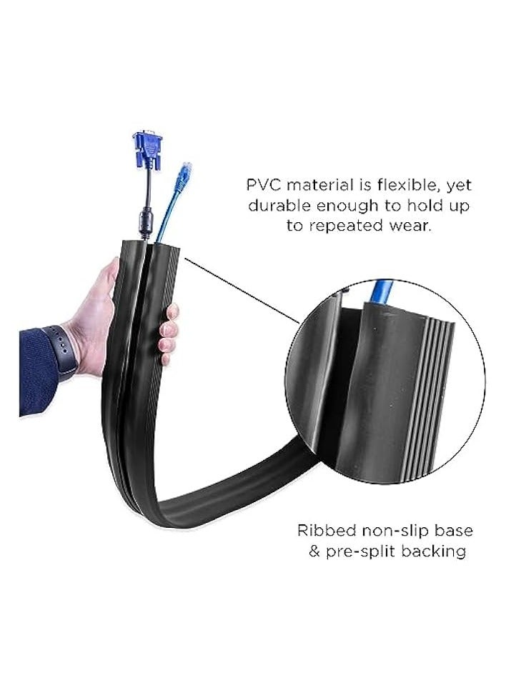 أكس سبرينج واقي غطاء كابل الأرضية Xspring، واقي سلك الأرضية بطول 1.83 مترًا، يمنع خطر الرحلة، مثالي للمنزل والمكتب وورش العمل والمستودعات والحفلات الموسيقية وتجويف الكابل (أسود، 64 مم × 11.4 مم) - Image 3