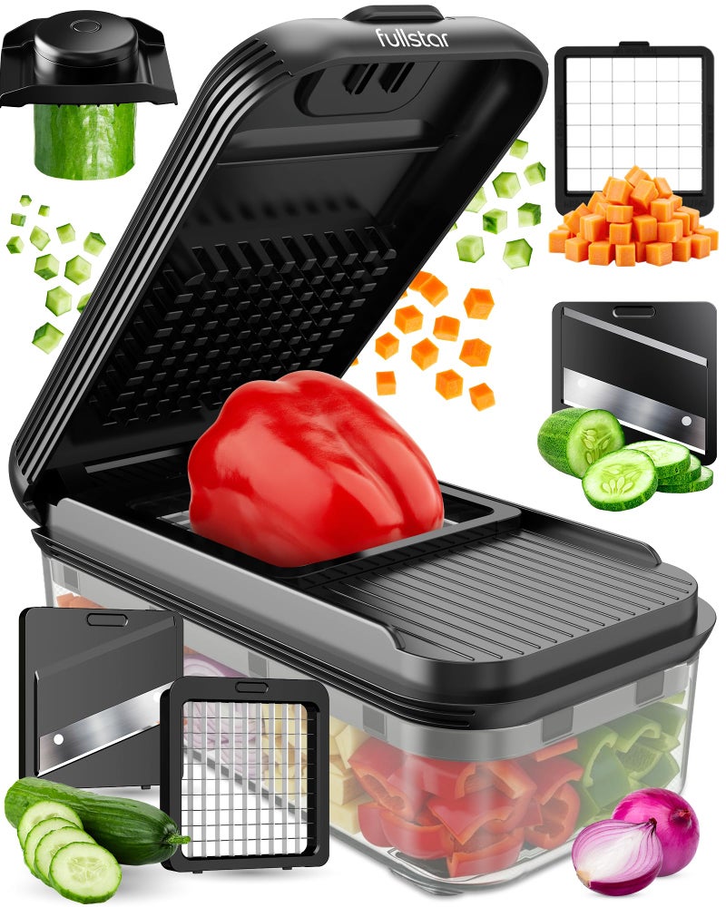 Fullstar Daily Vegetable Chopper â€“ Veggie Chopper, Onion Potato Food Chopper & Slicer with Container, Kitchen Gadgets for Easy Prep (2-in-1, Black) - Image 1
