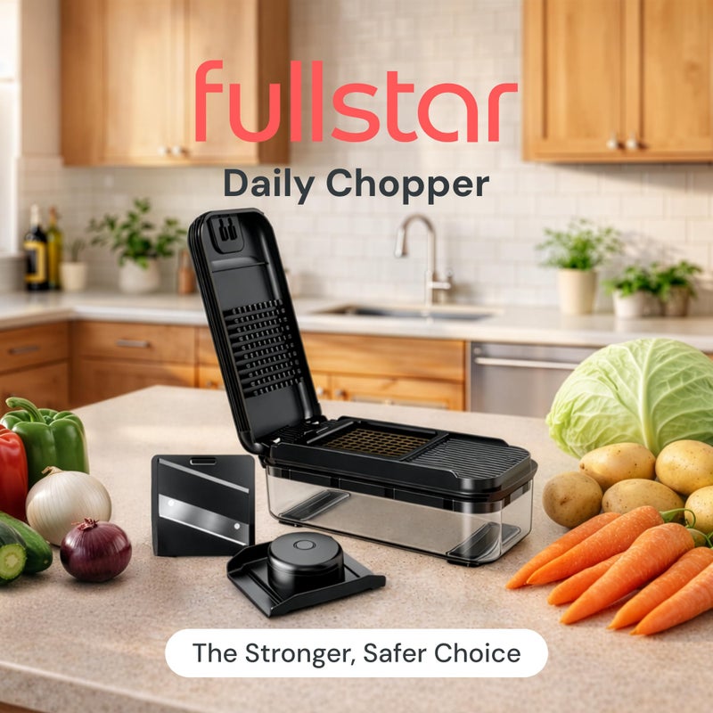 Fullstar Daily Vegetable Chopper â€“ Veggie Chopper, Onion Potato Food Chopper & Slicer with Container, Kitchen Gadgets for Easy Prep (2-in-1, Black) - Image 2