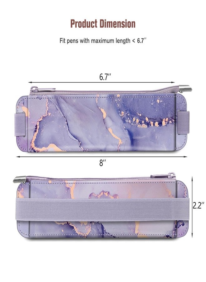 FINPAC 2-Pack Elastic Pencil Case for Notebook, Leather Pen Holder Stationery Zipper Bag for Pencils, Markers, Pen Pouch w/Elastic Band for Bible Journaling, Planners, Tablets - Image 5