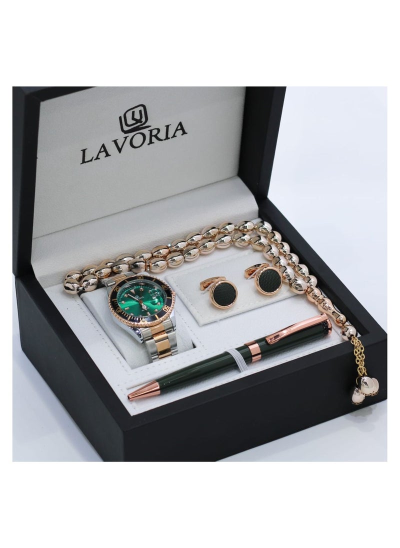 LAVORIA Laforea watch gift set for men consisting of 4 pieces, a rosary watch, a pen and a set of buttons  - Image 2