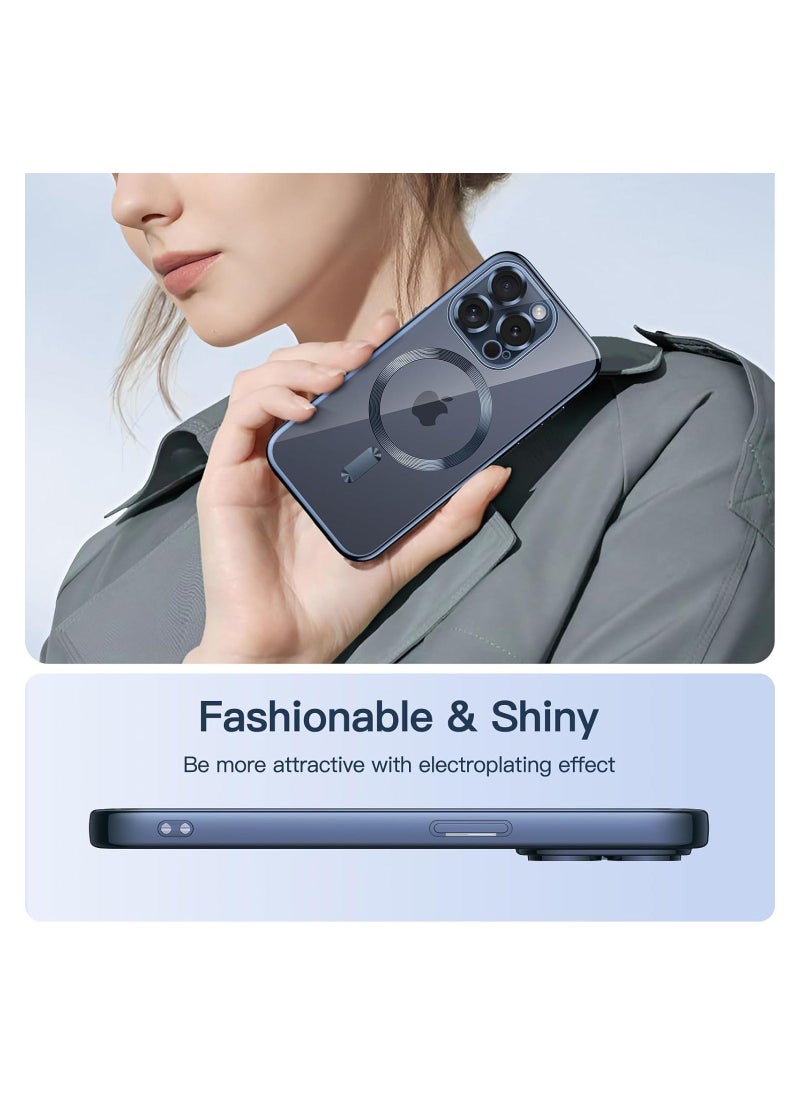 Raxoom Electroplated Case for iPhone 15 Pro Max 6.7-Inch, Camera Lens Full Protection, Compatible with MagSafe Wireless Charging, Shockproof Soft TPU Phone Cover (Blue) - Image 4