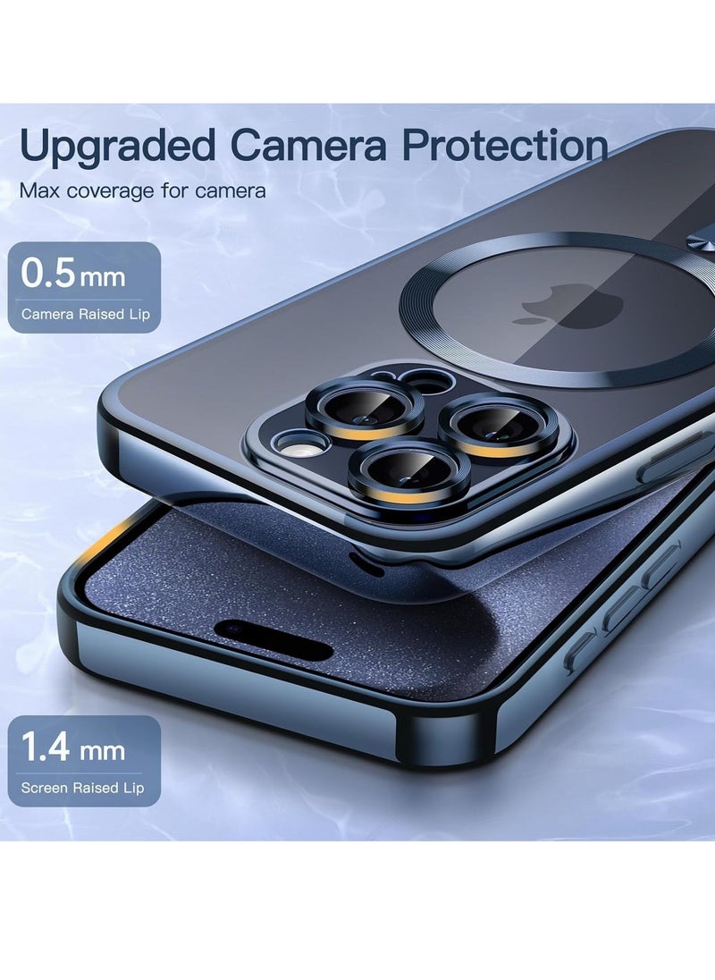 Raxoom Electroplated Case for iPhone 15 Pro Max 6.7-Inch, Camera Lens Full Protection, Compatible with MagSafe Wireless Charging, Shockproof Soft TPU Phone Cover (Blue) - Image 3