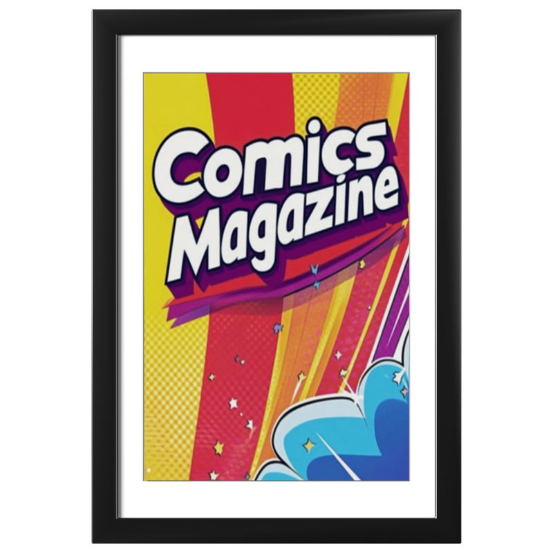 eletecpro Comic Book Frame, 1 Pack 8x12 Comic Picture Magazine Frame with Black White Double-sided Mat, Fits Current Single Comic Book up to 6 3/4" x 10 1/4", Wall or Tabletop Display, Black - Image 1