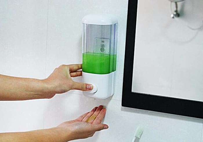 Shopper52 Wall Mounted Suction Cup Soap Liquid Hand Wash Sanitizer Dispenser for Home Office Restaurant - 1900SGSPD - Image 5