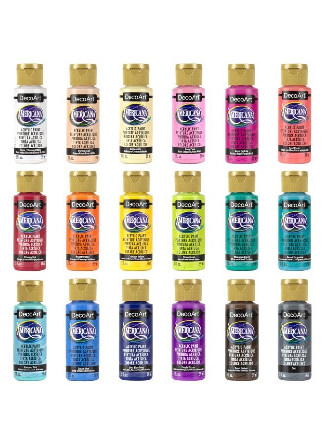 DecoArt Americana Acrylics Paint, Set of 18 Colors, Popular Picks, 2 fl oz Bottle - Image 1