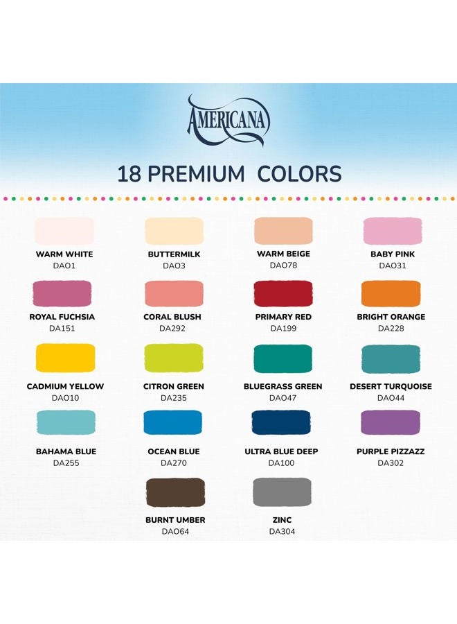 DecoArt Americana Acrylics Paint, Set of 18 Colors, Popular Picks, 2 fl oz Bottle - Image 2