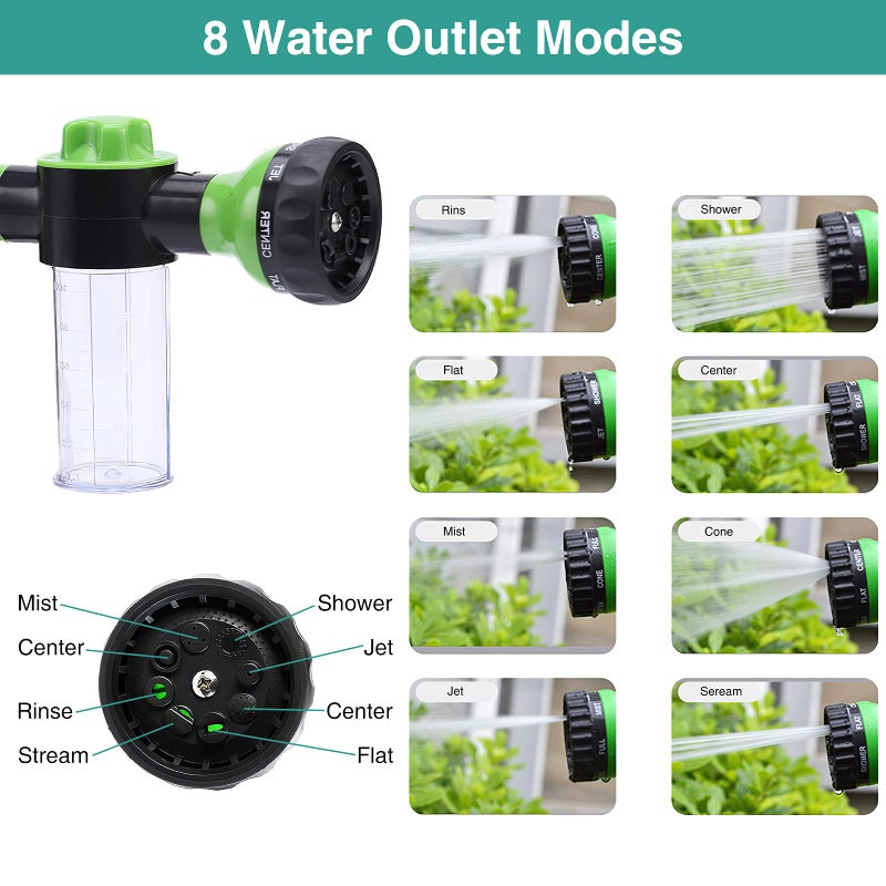OUTWAY Garden Hose Nozzle, High Pressure Spray Gun Nozzle, 8 Spray Patterns for Watering Plants, Lawn, Patio, Cleaning, Showering Pet with 3.5oz/100cc Soap Dispenser Bottle - Image 3