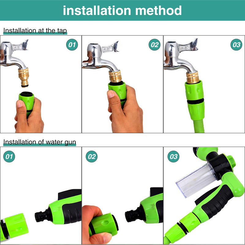 OUTWAY Garden Hose Nozzle, High Pressure Spray Gun Nozzle, 8 Spray Patterns for Watering Plants, Lawn, Patio, Cleaning, Showering Pet with 3.5oz/100cc Soap Dispenser Bottle - Image 5