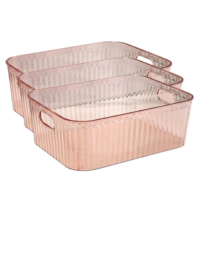 Rymel Multi-Purpose Clear Acrylic Storage Basket with Handles - Transparent Plastic Organizer for Bathroom, Kitchen, Cosmetics & Wardrobe (23 x 16 x 9 cm) - Image 1