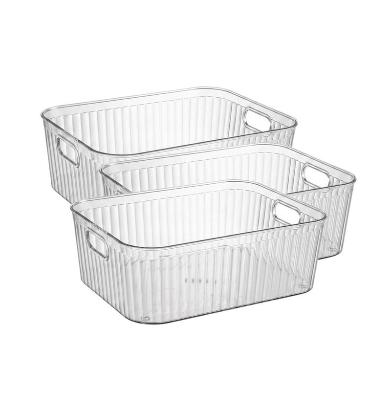 Rymel Multi-Purpose Clear Acrylic Storage Basket with Handles - Transparent Plastic Organizer for Bathroom, Kitchen, Cosmetics & Wardrobe (23 x 16 x 9 cm) - Image 2