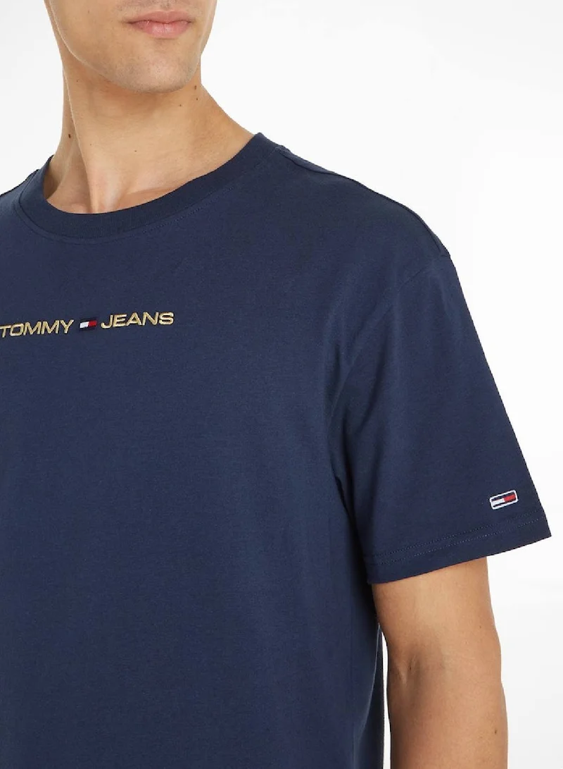 TOMMY JEANS Twilight Navy Classic Gold Linear T-Shirt for Men | Best Price UAE