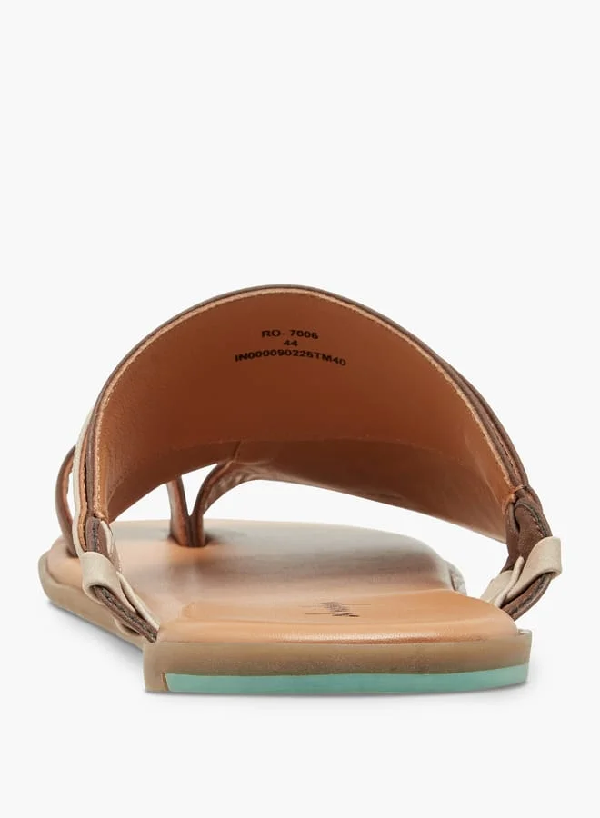 Al Waha Men Embroidered Slip-On Arabic Sandals with Toe Loop