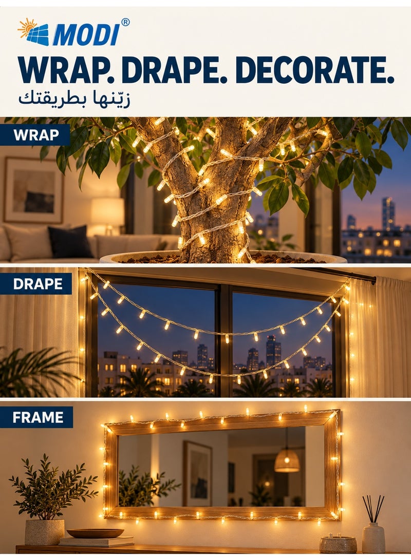MODI 50M LED Strip Light, 15W 360 LEDs Warm White, IP44 Splash-proof Decorative Rope Light for Balcony, Indoor Decor, Ramadan & Festive Party Amience - Image 5