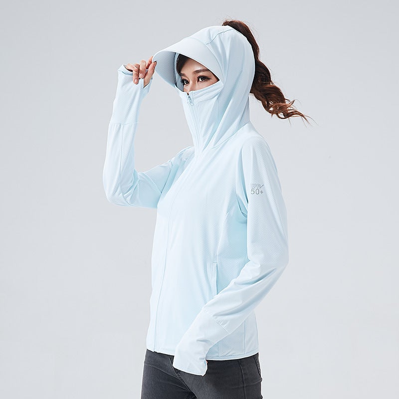 Generic Jiao Xia same style sunscreen clothing womens summer anti-ultraviolet Ice Silk breathable sunscreen clothing riding fishing special coat mens Female-Yuyuelan