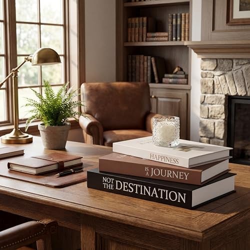 Lerheedi Set of 3 Decorative Faux Books with Photo Storage, Vintage Style Hollow Book Box for Living Room, Coffee Table, Bookshelf Decor, Hidden Storage with Scenic Prints & Quotes as a Keepsake Box - Image 5