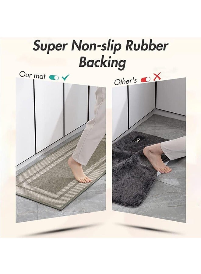 2PCS Kitchen Rugs and Mats Rubber Non-Slip,Washable Kitchen Mats for Floor,Linen Look Absorbent Kitchen Runner Hallway, Laundry Room, in Front of Sink(50 * 80+50 * 120cm, Beige)  - Image 3