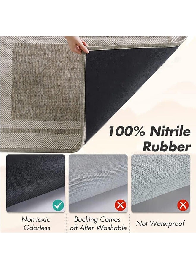 2PCS Kitchen Rugs and Mats Rubber Non-Slip,Washable Kitchen Mats for Floor,Linen Look Absorbent Kitchen Runner Hallway, Laundry Room, in Front of Sink(50 * 80+50 * 120cm, Beige)  - Image 5