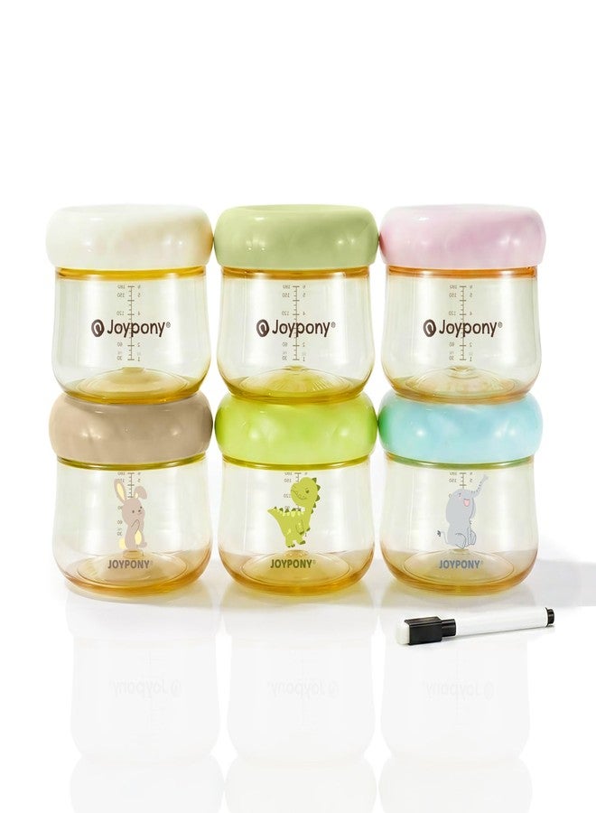 Joypony PPSU Baby Food Containers, 6oz Leakproof Baby Food Jars with Lids, Freezer Safe & Microwave Safe, Reusable Portion Storage Jars for Baby Puree, Toddler Snacks, BPA-Free, 6 Pack - Image 1
