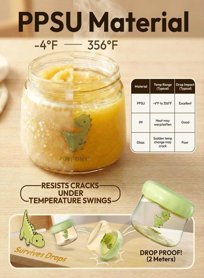 Joypony PPSU Baby Food Containers, 6oz Leakproof Baby Food Jars with Lids, Freezer Safe & Microwave Safe, Reusable Portion Storage Jars for Baby Puree, Toddler Snacks, BPA-Free, 6 Pack - Image 2