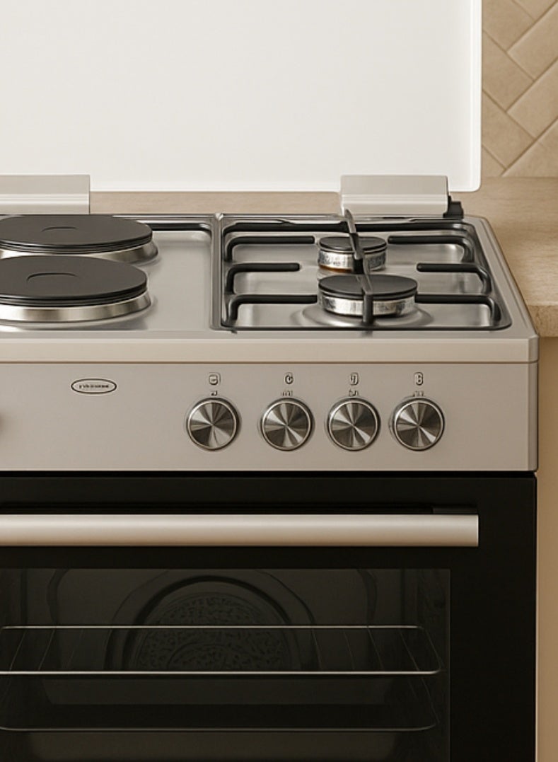 Venus موقد ستانلس ستيل 60x60 سم | 2 شعلات غاز + 2 لوحات كهربائية | فرن وشواية كهربائية | إشعال تلقائي | صنع في تركيا | دعم أواني متين – نموذج VC6622ESD - Image 4